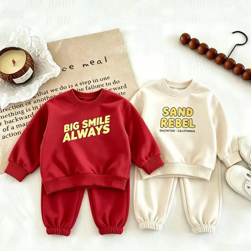 Children's Autumn Wear Printed Hoodie +Sweatpants Two Piece Set Spring Autumn Clothing Cute Pullovers Versatile Pants Outfits