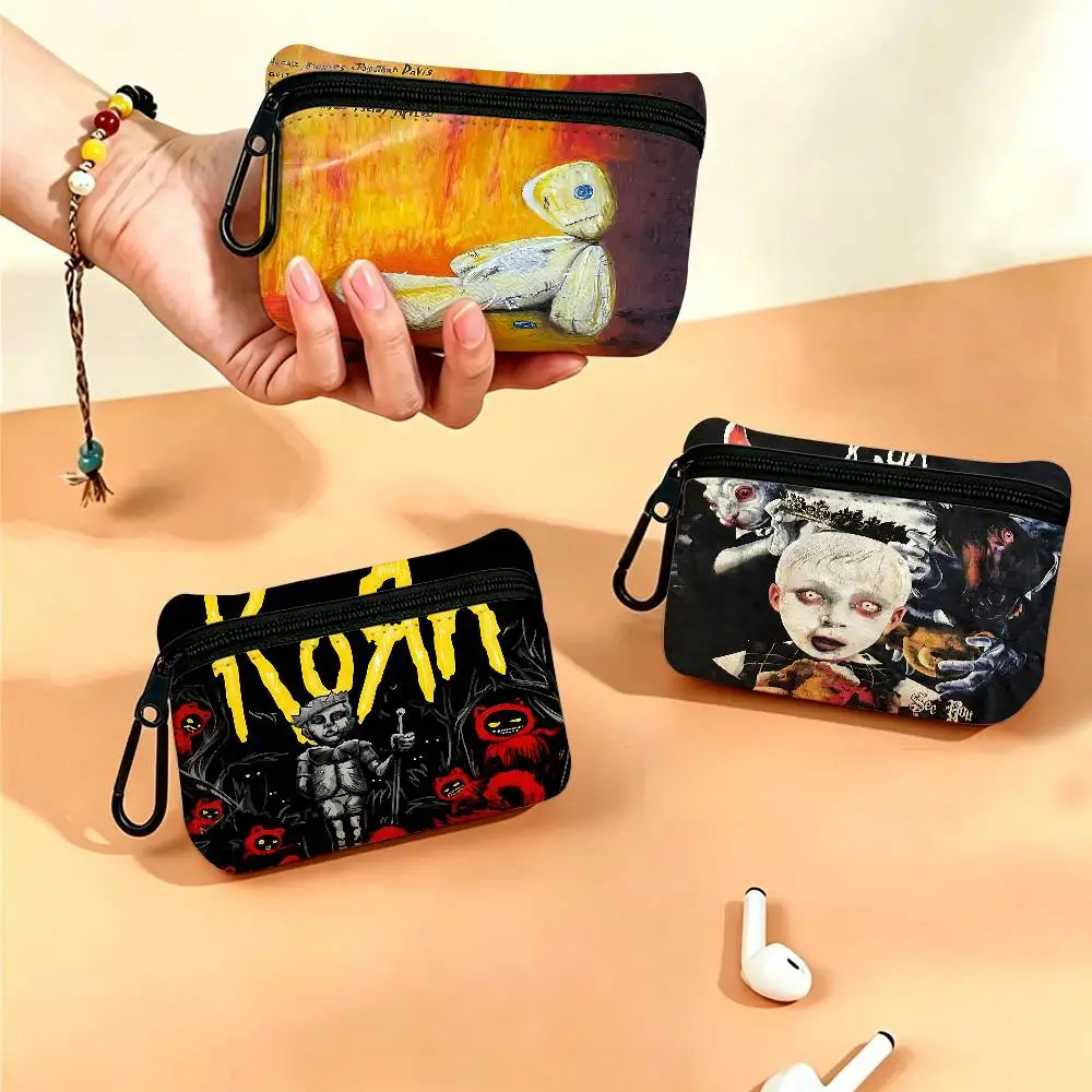 Metal Rock Band K-Korn Wear-resistant Oxford Cloth Coin Purse Portable Backpack Hanging Card Storage Bag