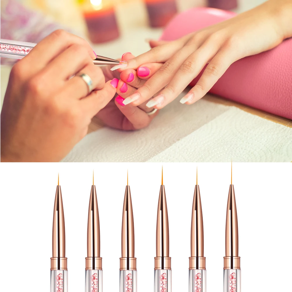 

Nail Art Liner Brushes Double Head Rhinestones Acrylic French Stripe Drawing Painting Pen Gel Polish Nail Art Manicure Tools