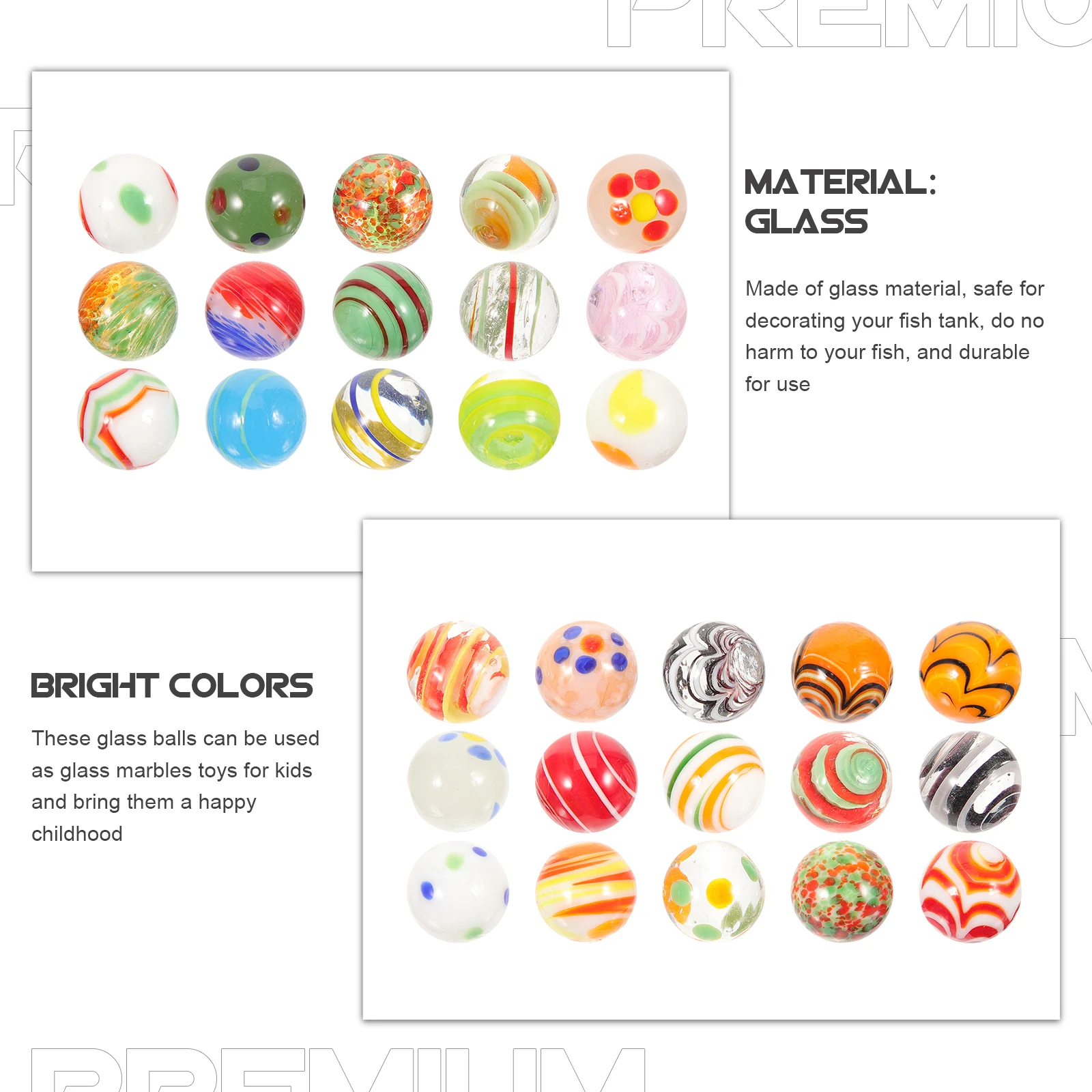 

30 Pcs Glass Marbles Colored Decorative Balls for Fish Tank Kids Toys Vase Game Hydroponic Decor R om Color Safe