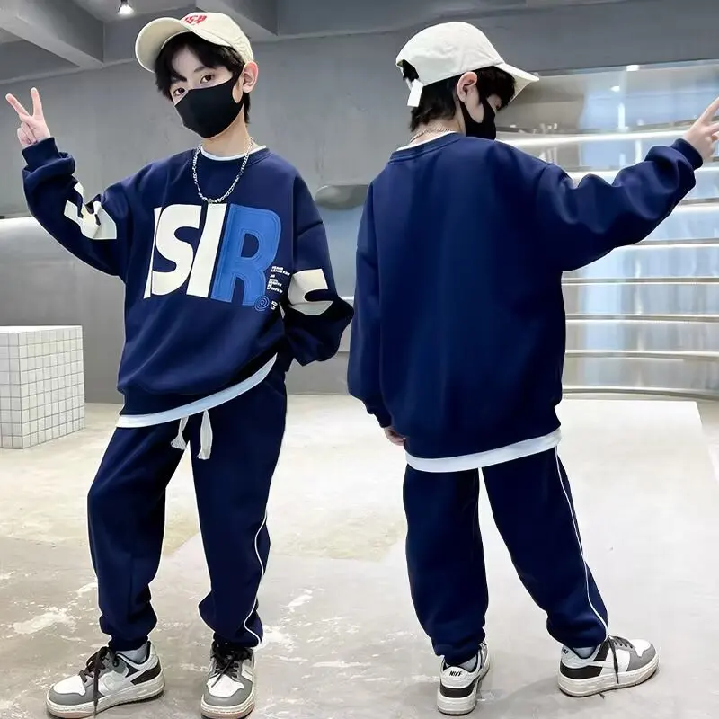 

NEW Spring Autumn KidsT-shirt Sweater Shirt Pants Sets Clothes Baby Cotton Sports Children Boys Kids Casual Suit 5-13 YEARS