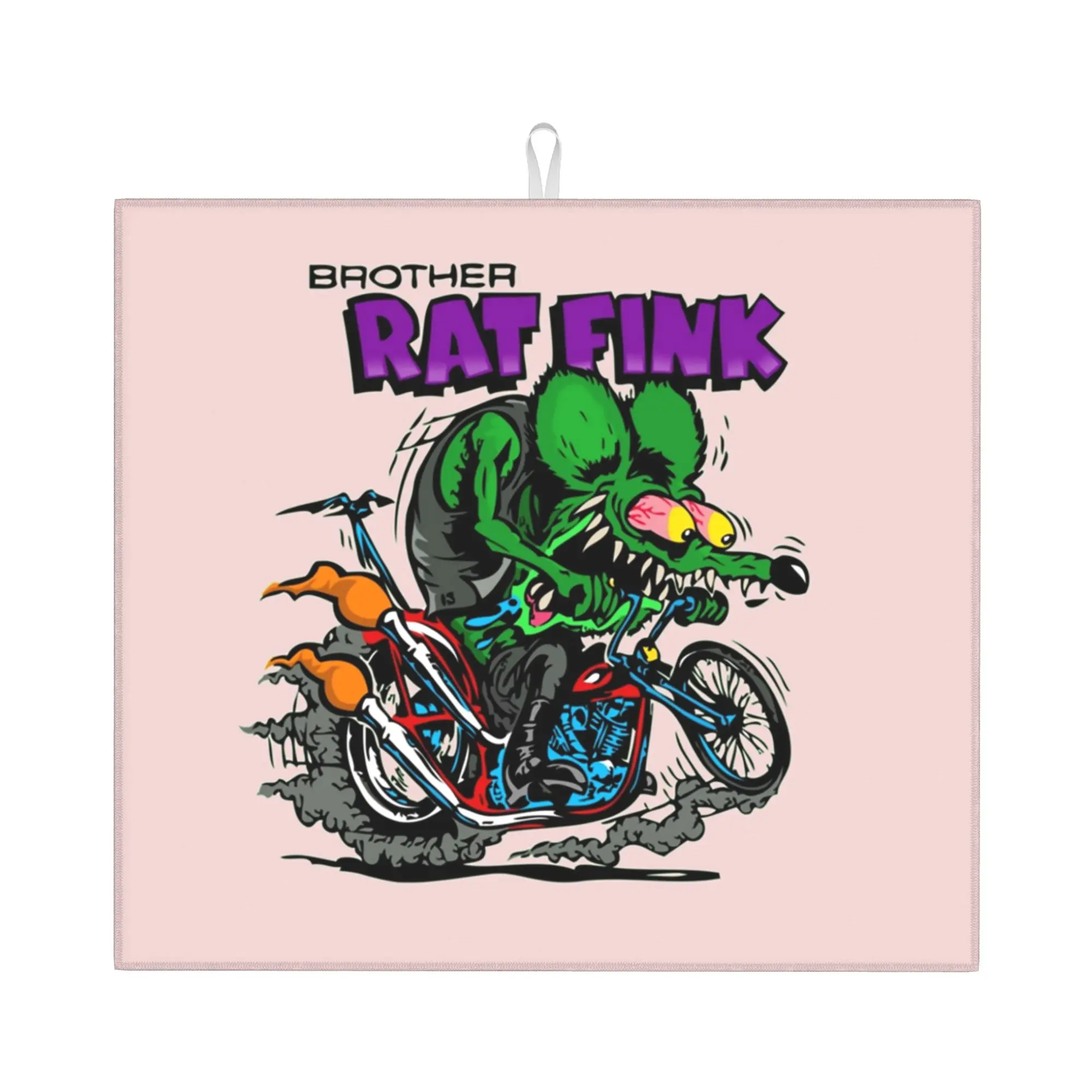 Rat Fink Non Slip Kitchen Counter Protector Mat Barware Tableware Reusable Animated Cartoon Bathroom Drying Mat For Kitchen