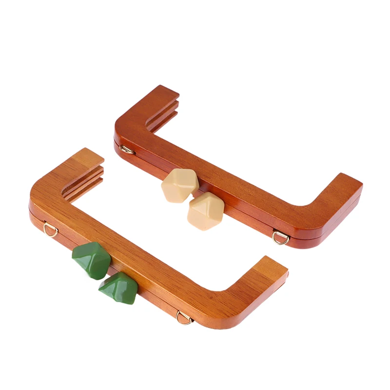 1PCS 20CM Resin Big Ball Kiss Clasp Screws Inside Wood Bag Handle Frame Purse Solid Wood Material Wooden Purse Frame