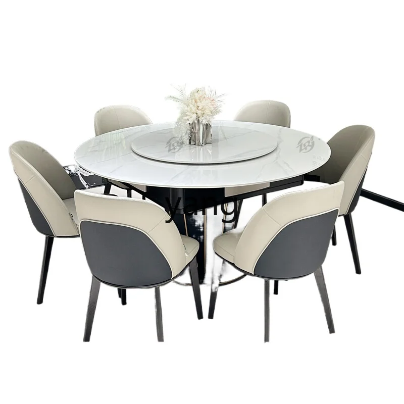 Lmm solid wood rock slab multi-functional mahjong dining table dual-purpose integrated household electric round table