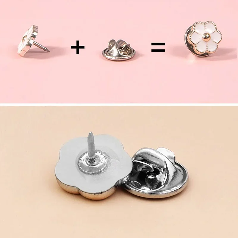 10Pcs No Sew Button Women Shirt Brooch Buttons Safety Cover Up Button Pin for Dress Cardigan Pearl Rhinestones Mini Brooch Pins