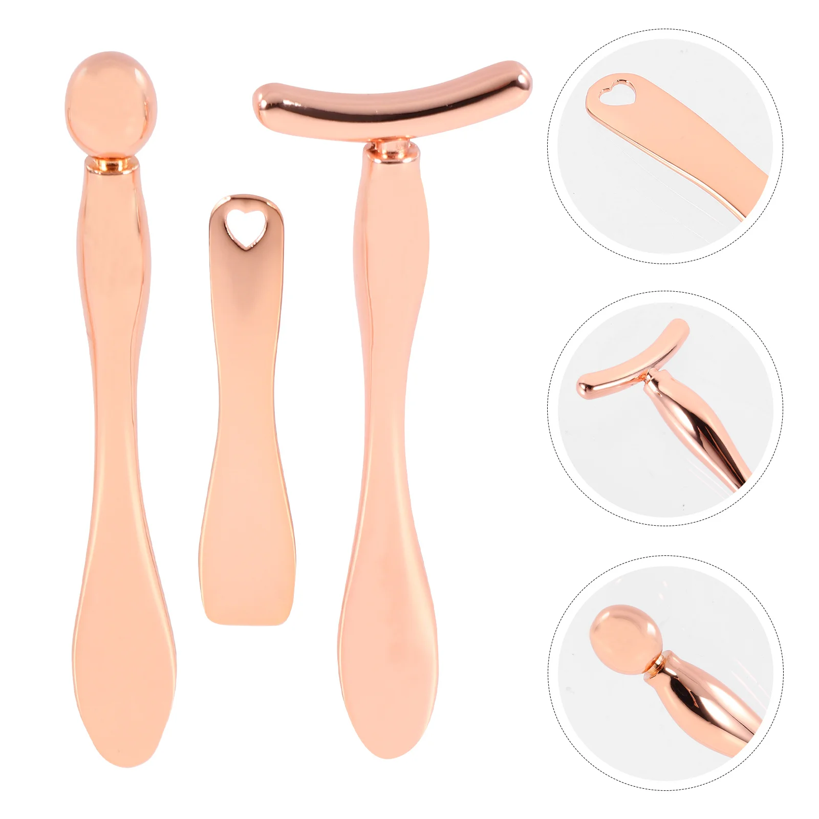 

3Pcs Eye Cream Spoon Smooth Polished Zinc Alloy Applicator Stick Portable Makeup Tool for Eye Area Massage Reduces Dark Circles