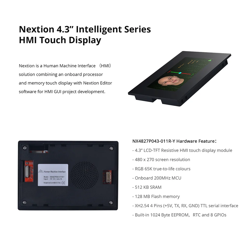 NEXTION NX4827P043-011R-Y 4.3 Inch LCD-TFT HMI Resistive Touch Display Module Panel Intelligent Series Screen With Enclosure