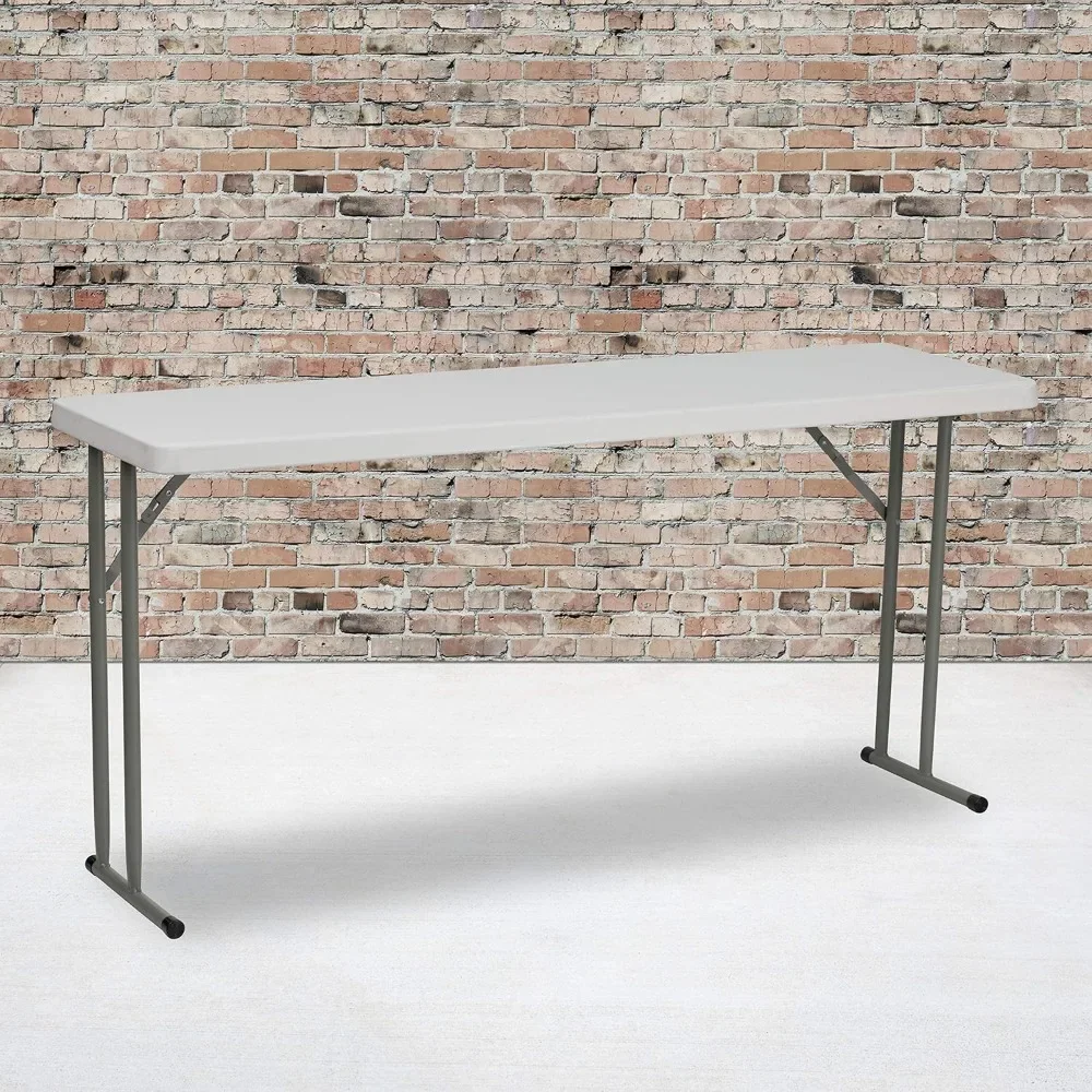 Kathryn 5' Plastic Folding Training and Event Table, Rectangular Folding Training Table with 330-lb