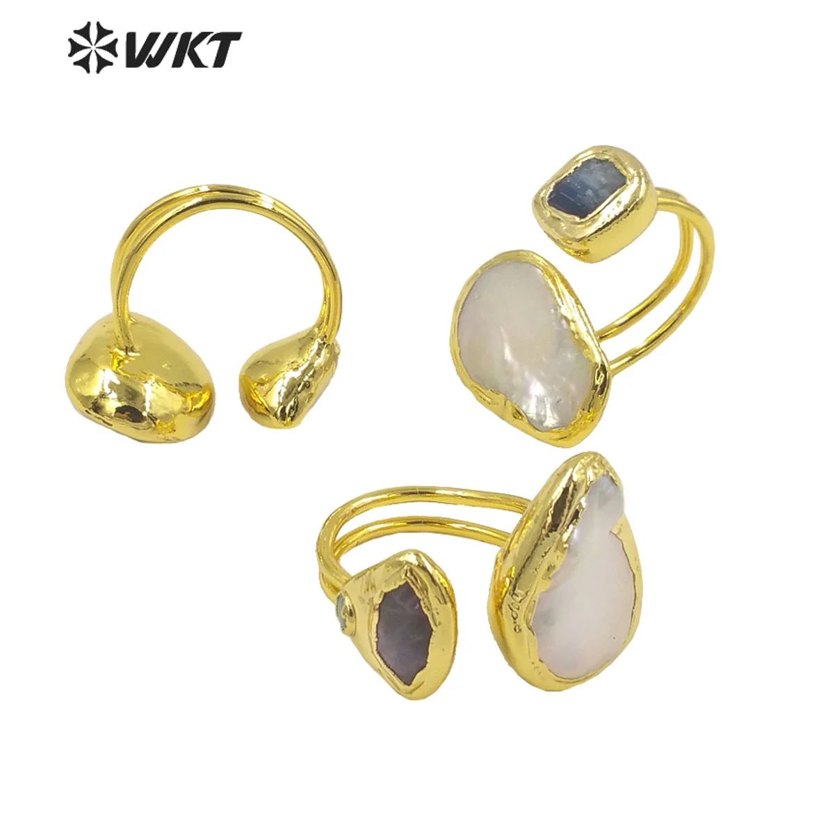 WT-MPR036 Most populared resist tarnishable gold electroplated double stone pearl Rings Fashion lady birthday party Ring