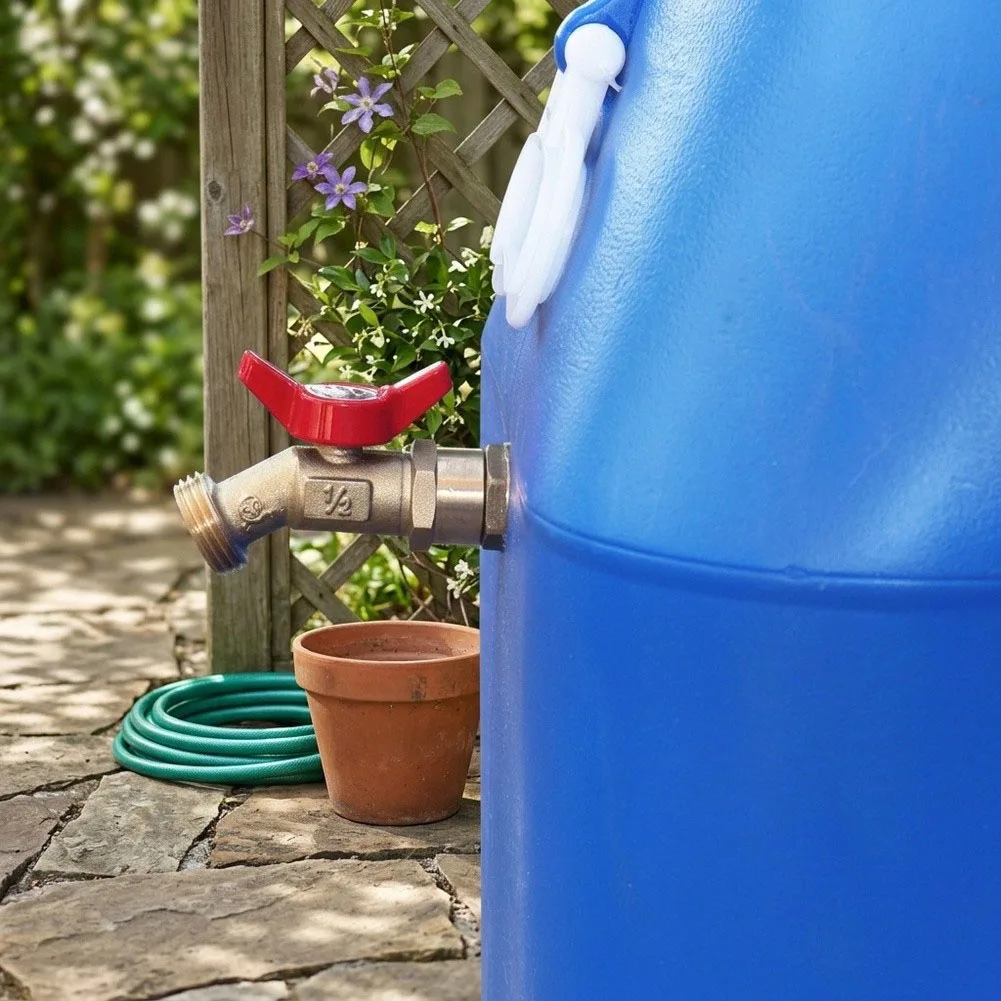 Rainwater Spigot in Solid Brass with 3/4 Inch Outlet and Designed for Compatibility with Standard Garden Hoses