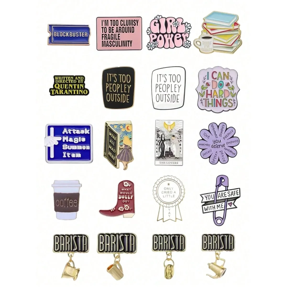 Fashionable and Minimalist High-end Coffee Pot Cup Alloy Brooch Badge, Creative and Fun Phrase Brooch Badge