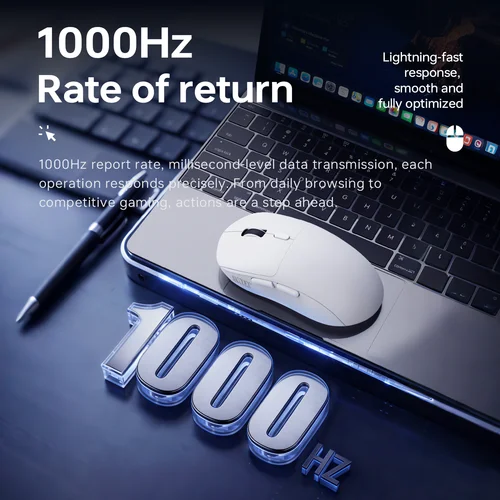 Imagen 2 del producto AJAZZ NJ07 Tri-Mode 1000 Hz Velocidad de orolling 32000 DPI Ratón inalámbrico/con cable para oficina y juegos