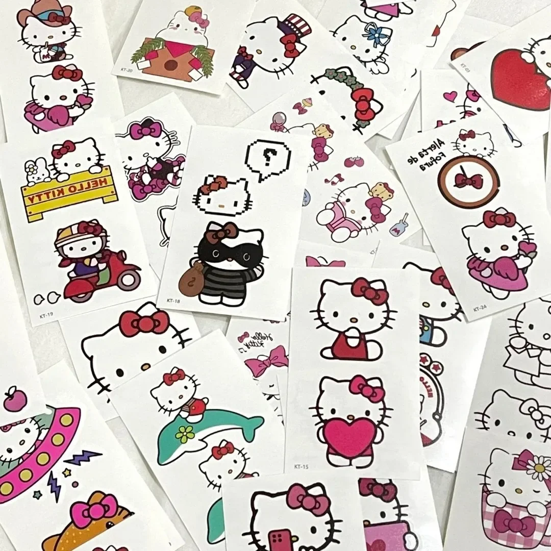 Sanrio Hello Kitty Tattoo Stickers Cute Cartoon Anime Decoration Birthday Fashion Accessory Party Supplies for Kids Toy Gifts