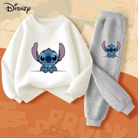 Spring Baby Girl Boy Clothes Set Children Disney Stitch Cartoon Print Sweatshirt Top and Pants Bottom 2Pieces Suit Kid Tracksuit