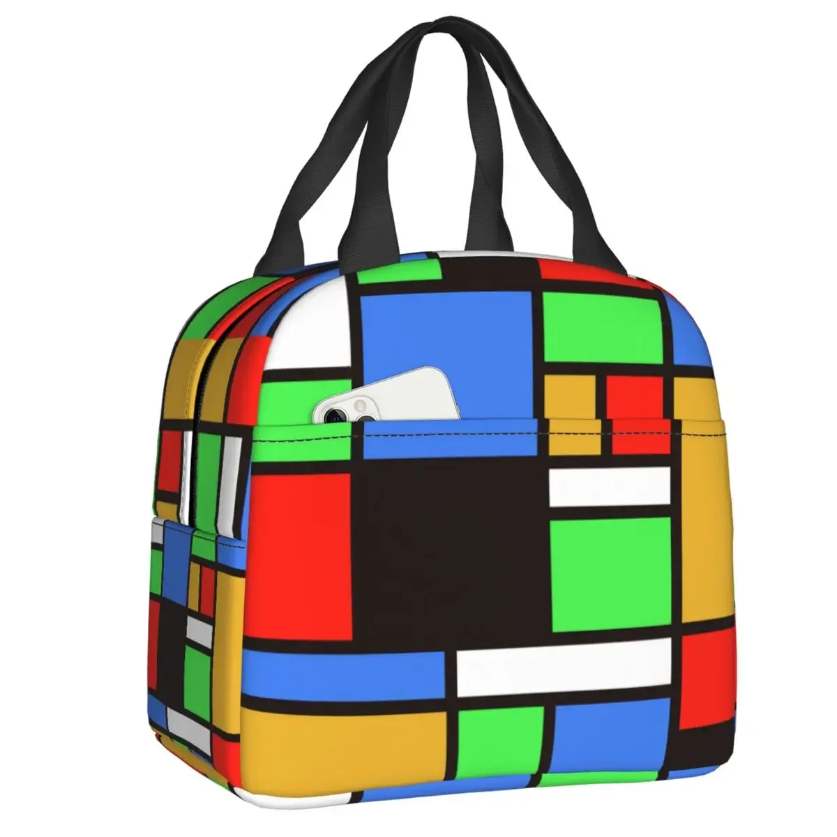 Rubiks Cube Insulated Lunch Bag for Work School Portable Food Cooler Thermal Geometric Math Magic Lunch Box Women Men