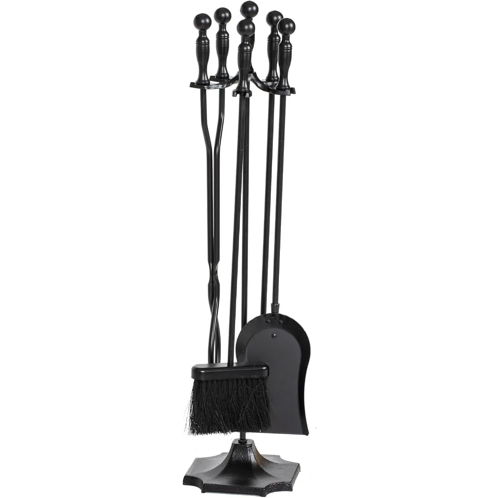 

5 Pieces Fireplace Tools Set, Heavy Duty Wrought Iron Fireplace Accessories Set with Poker, Tong, Shovel, Brush,Fire Place Tools