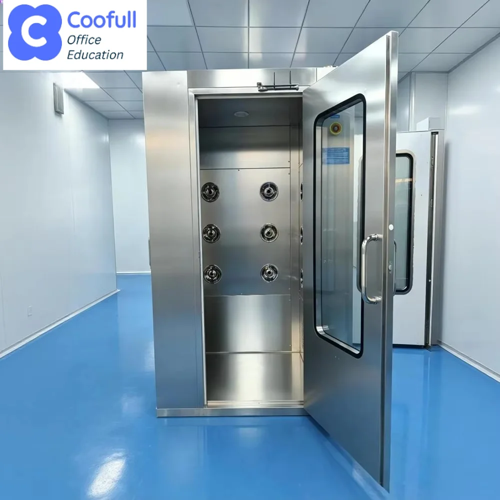 COOFULL Factory Direct Cleanroom Equipment Adjustable Blow Time Double Door Interlock Air Shower for Dust Free Workshop