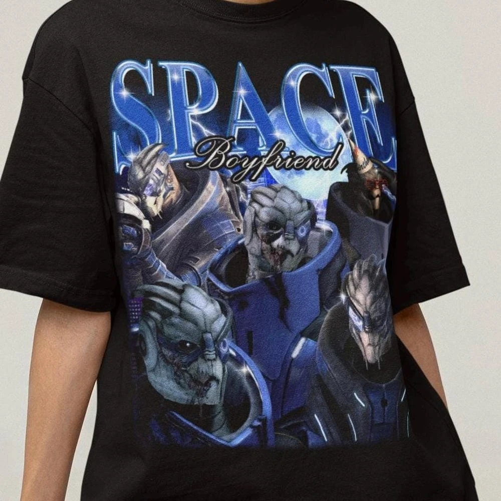 Unisex Vintage Garrus Vakarian  Bootleg T-Shirt Mass Effect Space Boyfriend Shirt