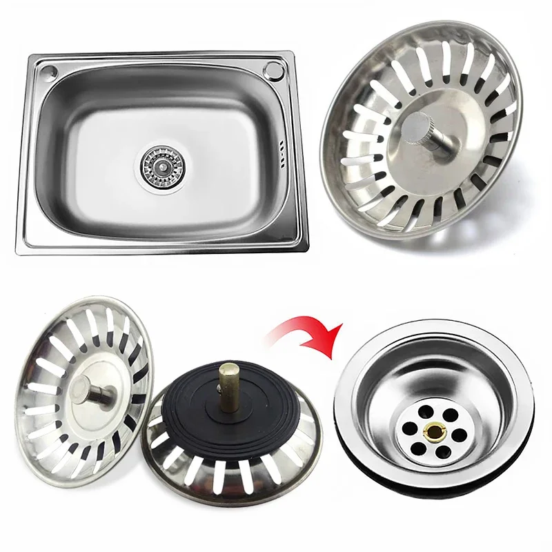 Kitchen Sink Sewer Strainer Basin Drain Stopper Stainless Steel Sink Waste Plug Filter Anti-clog Floor Drain Kitchen Accessories