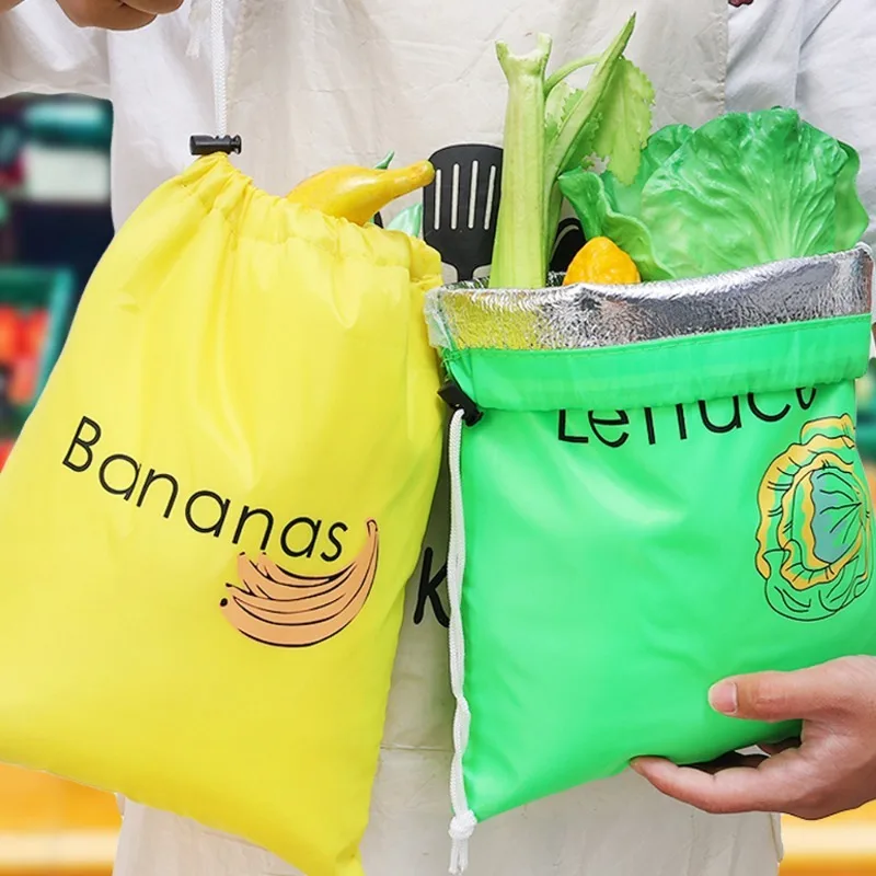 Drawstring Food Preservation Bag Lettuce Banana Fresh-keeps Bundle Pocket Kitchen Refrigerator Organizer Vegetable Fruit Bags