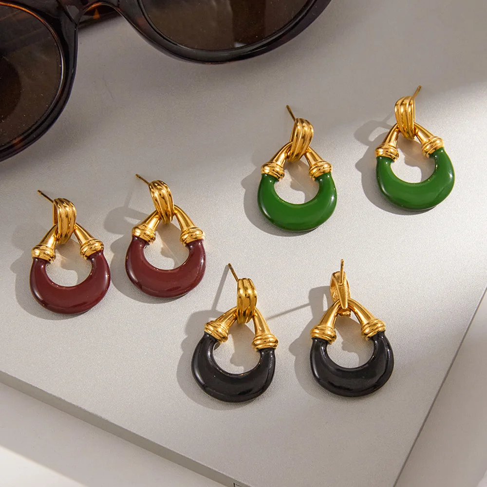 

Light Luxury Vintage Stud Earring Stainless Steel Women Personality Trendy Earrings Fashion Jewelry Gifts