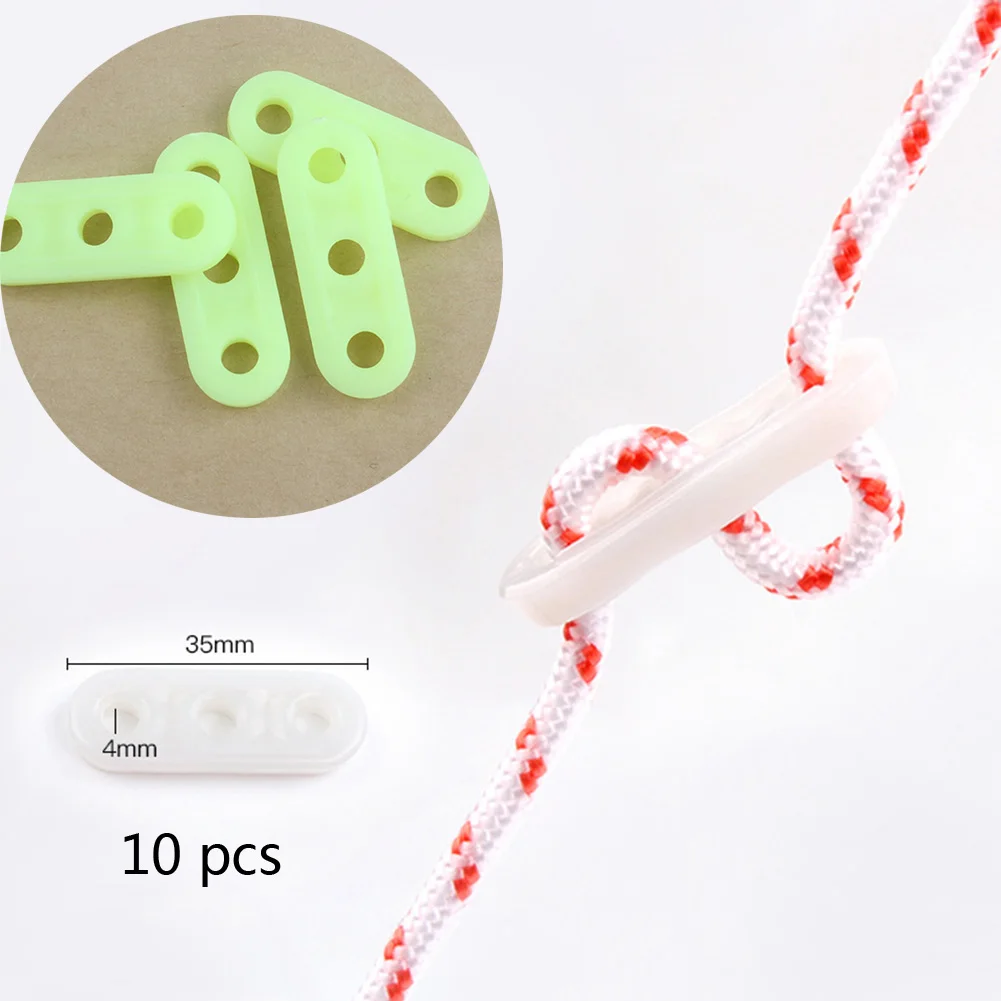 10pcs Guyline Runners Ropes Tensioners Wind rope buckle 35mm Awning Cord Fastener GLOW IN THE DARK Outdoor Outerdoor