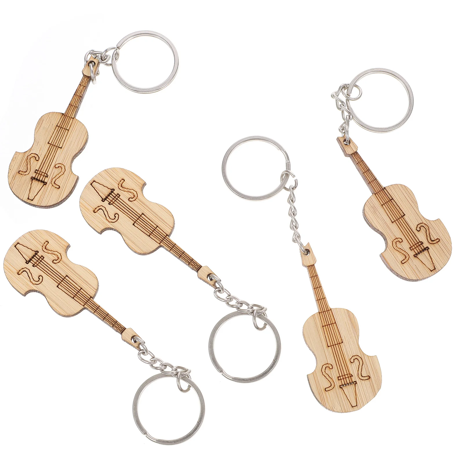 5 Pcs Musical Instrument Keychain Thank You Gift Basket Ring Mini Bamboo Accessories Miss