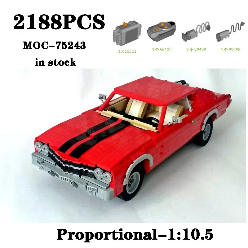 

Building Block MOC-75243 Sports Car 2188PCS Construction 1970 (RC+full Suspension) Model Children's Birthday Gift Christmas Toy