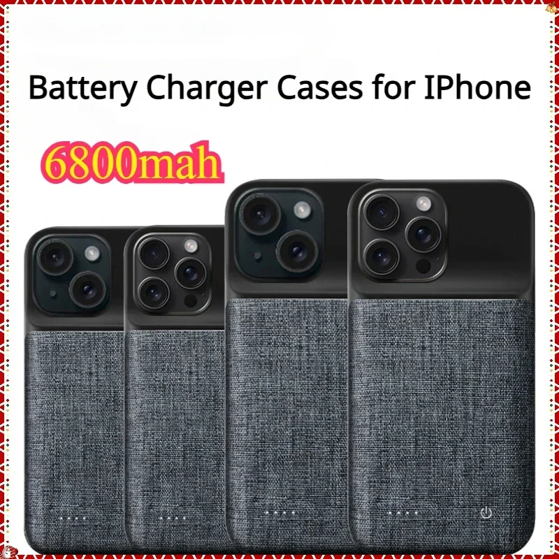 

2025 Battery Charger Cases for IPhone 15 Pro Max 13 14 Pro 12 Mini XS Max XR Nylon Oxford Fabric Power Bank Charger Cover Chargi