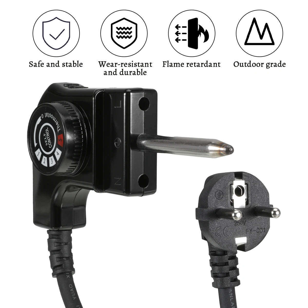 Cable de alimentación eléctrico para bandeja para hornear carne, cable de alimentación de temperatura ajustable estándar europeo, enchufe eléctrico para bandeja para hornear