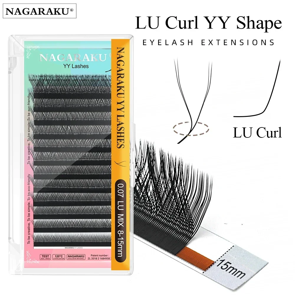 

NAGARAKU L M LU Curl Y Shape Eyelash Extension Hand Woven Premium Soft Mink Natural False Lashes Makeup Mesh 4D YY Lashes