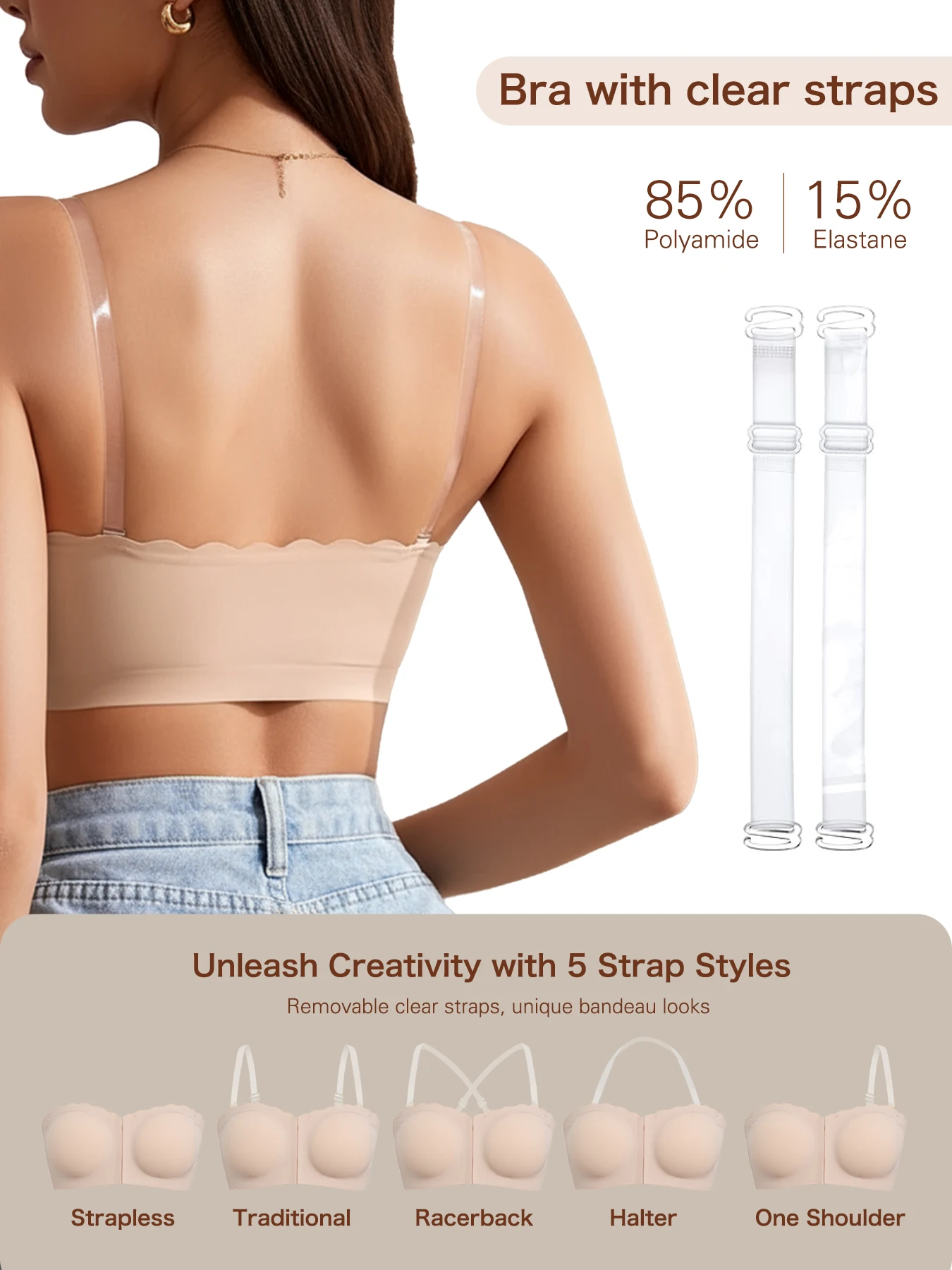 ١️⃣ قطعتان حمالة صدر نسائية بدون أسلاك - دعم مريح وتصميم عصري (مقاسات S-XL) لجميع المناسبات #5