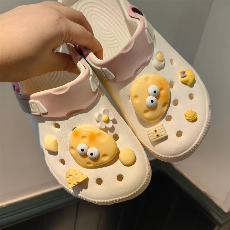 Shoe Charm New DIY Pins Cute Floral Cheese Cookies Decoration Buckle for Hole Shoes Charms Set Accessories Kids Boy Girls Gift