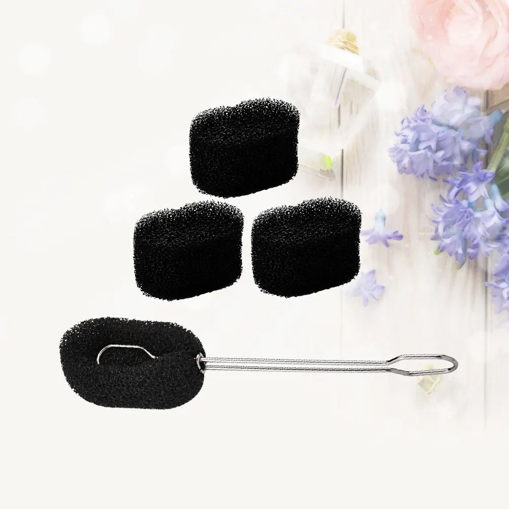 

Stainless Steel Handle Cup Brush Sponge Glass Cup Mug Bottle Cleaning Brush for Home Kitchen with 3 Replaceable Brush Head