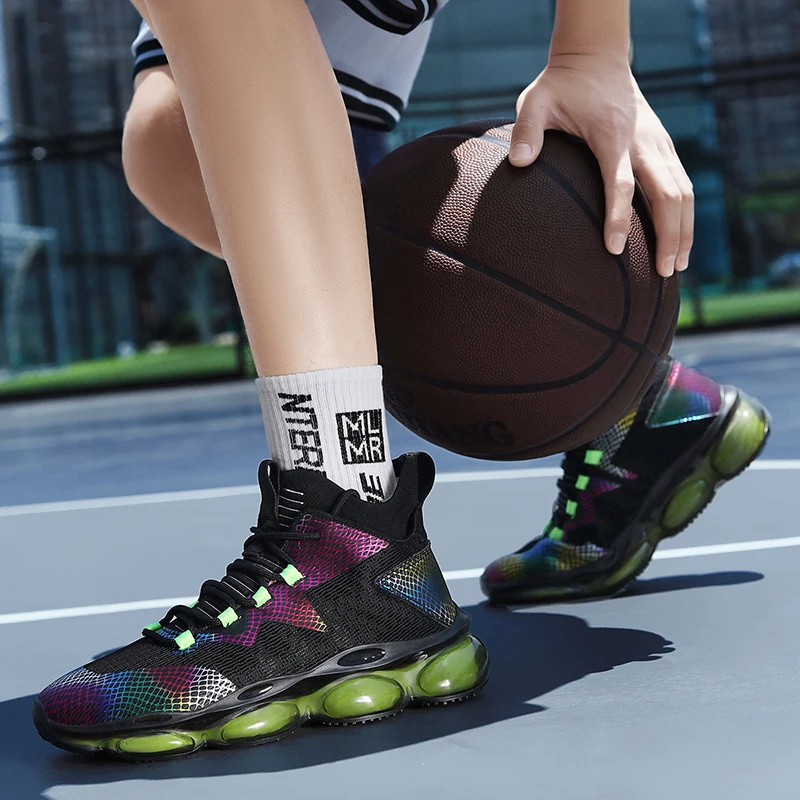 

Мужские баскетбольные кроссовки большого размера 39–47, дышащая спортивная обувь с высоким берцем, амортизирующие тренировочные ботинки для спорта