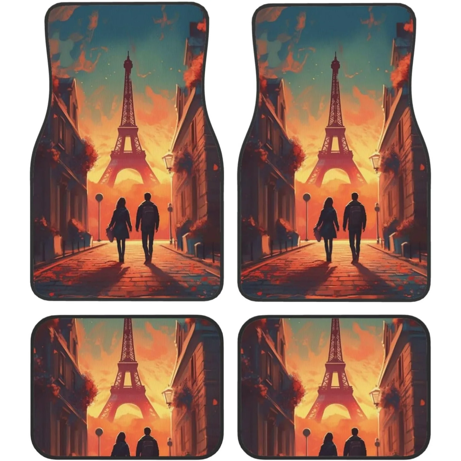 Car Floor Mats - A Set Of Four Robust Rubber Mats Designed For Vehicles, Featuring A Non-Slip Design For Both Front And Rear Foo