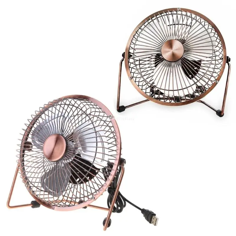 4/6inch Small USB Desk Fan Quiet Fan Metal Strong Airflows 360 Degree Adjustable Cooling Fan for Desktop Outdoor Dropship