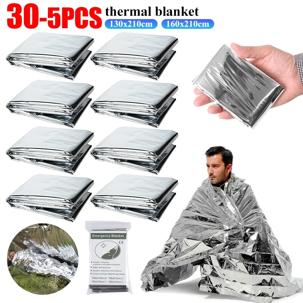 30-1PCS Notfall Rettungs Decke Outdoor Überleben Erste Hilfe überleben decke Militär Rettungs Kit Rettungs Folie Thermische Decke ﻿