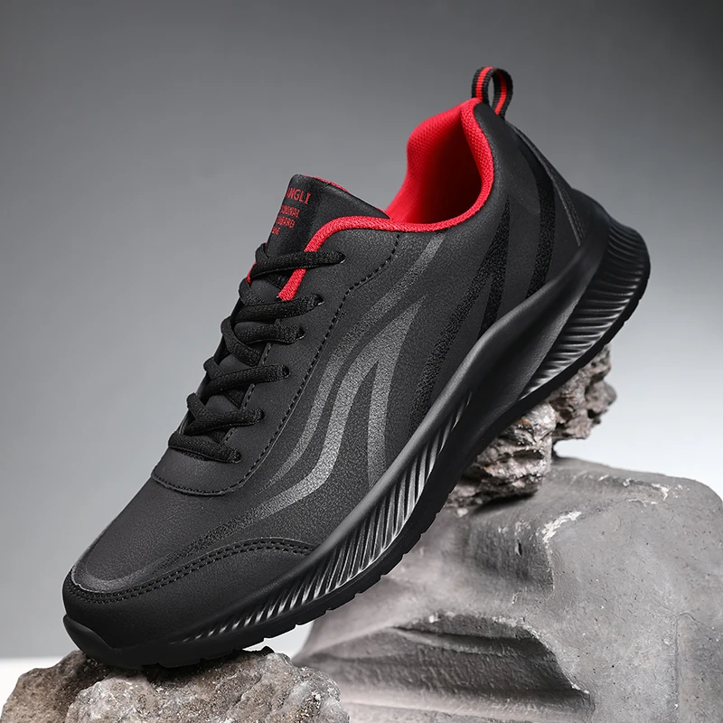 

Новинка 2023 года, мужские кроссовки, легкие мужские повседневные кожаные кроссовки, нескользящие дышащие мужские уличные теннисные прогулочные туфли, мягкие