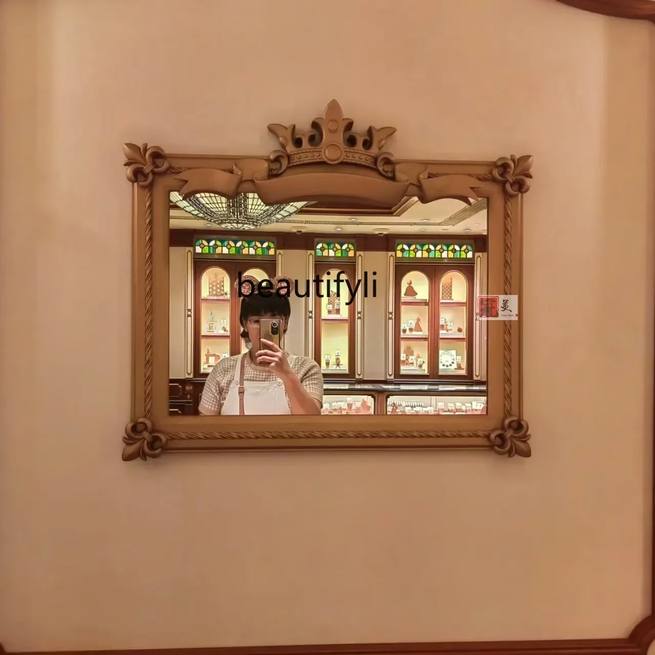 

French Retro Entryway Fireplace Decorative Mirror Art American Style Washstand Vanity Mirror