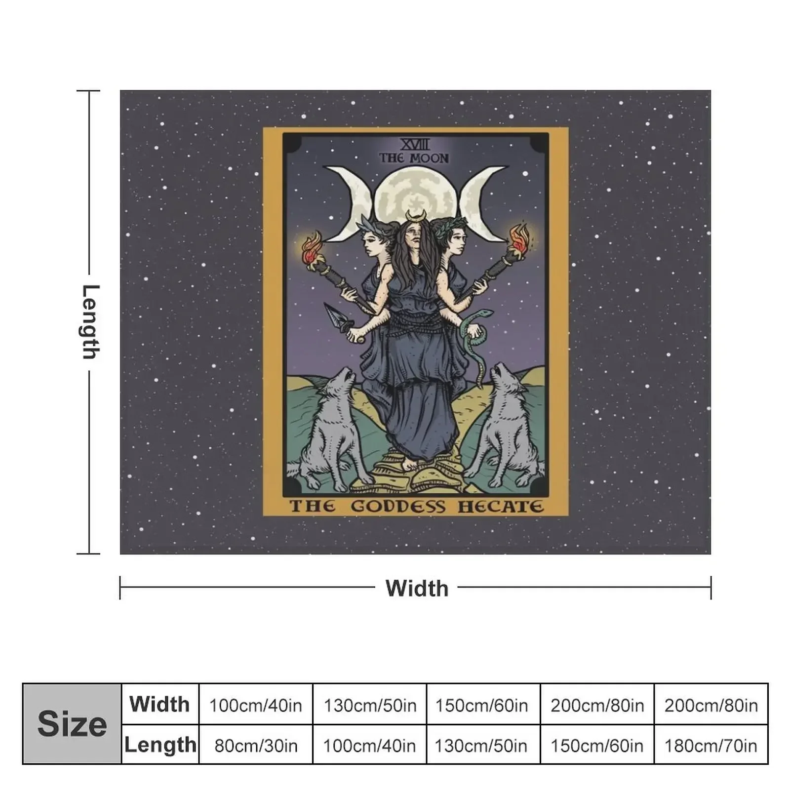 Hecate Triple Moon Goddess of Witchcraft and Magick Witch Hekate Wheel Tarot Card Throw Blanket Hairy bed plaid Blankets