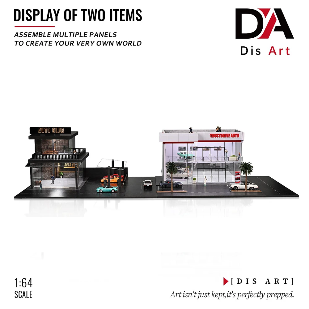 Diorama 1/64 Garage Model City Street Factory Building Scene Parking Lot Model for Die-Cast Car Display Case