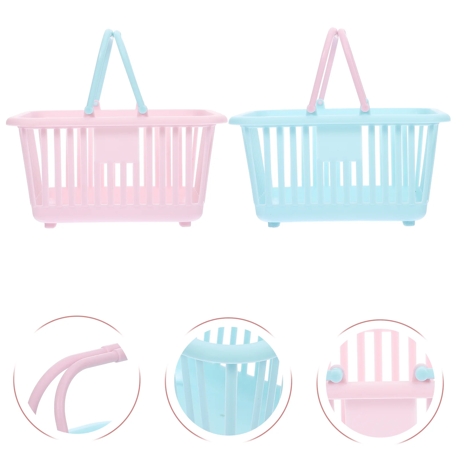 

4 Pcs Picking Basket Small Shopping Plastic Bins Woven Wooden with Handles Storage Mini Baskets Toddler