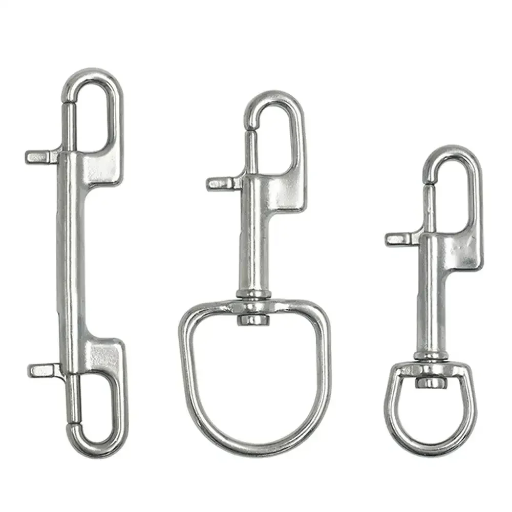 304 Stainless Steel Swivel Eye Bolt Spring Snap Hook Double Head Hook Marine Diving D Ring Snap Hooks With Swivel image 2