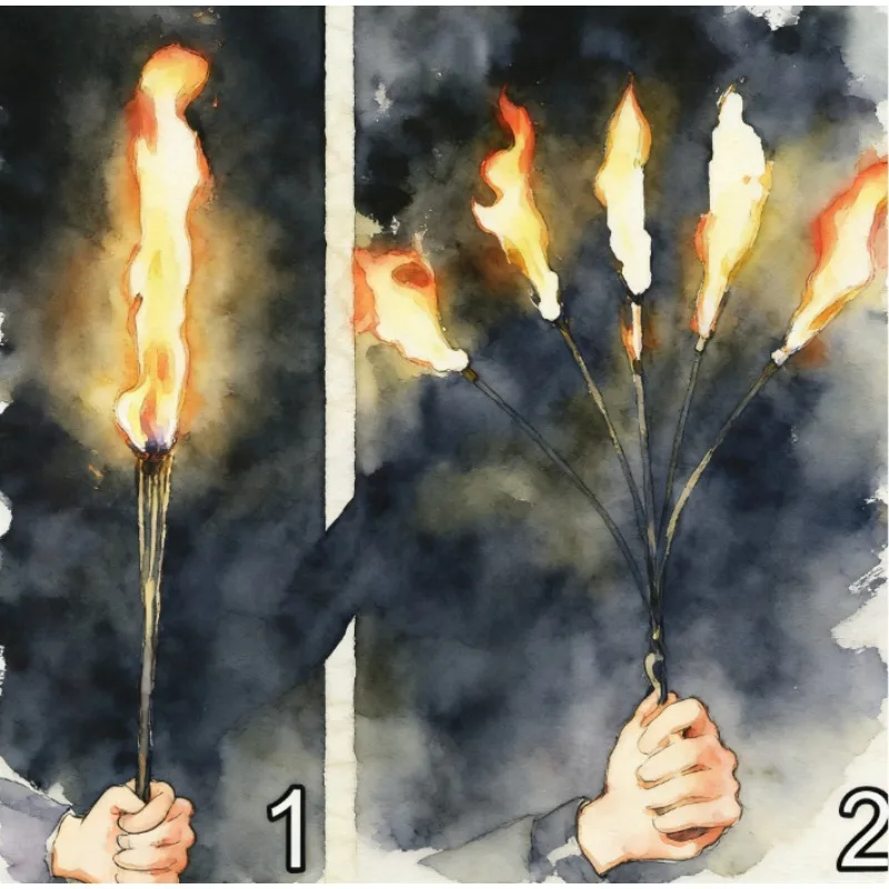 

Multi Torch to Cane Magic Trick 5 Fire Torch Transform to Silver Cane Magician Stage Illusion Gimmick Props