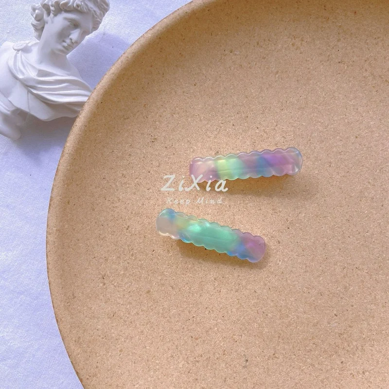 Korea sweet texture acetic acid word clip wavy side duckbill clip girl side clip hairpin back of head hair accessories