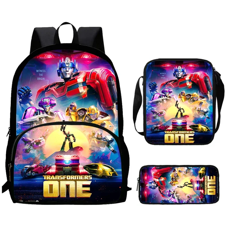 Trans-formers Child School Backpack with Front Pocket,Shoulder Bags,Pencil Bags for Aged 5-10,Cartoon School Bags for Boys Girls