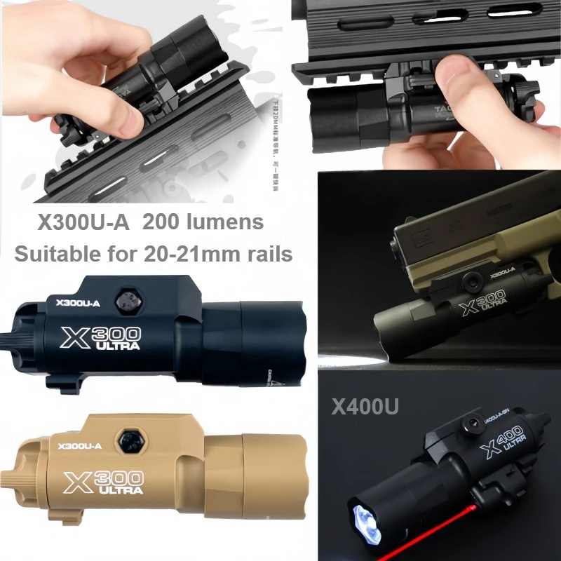 

Тактический фонарик Surefire X400U X300U, нейлоновый пистолет, стробоскоп, светодиодный светильник, подходит для 20 мм, рейка, страйкбол, подвесной охотничий фонарик