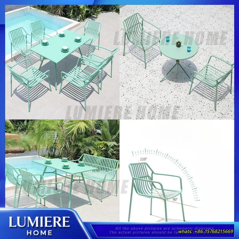 

Outdoor Metal Table and Chairs Set for Garden Patio Balcony Cafe Bistro Courtyard Rattan Style Furniture Outdoor Seating Group