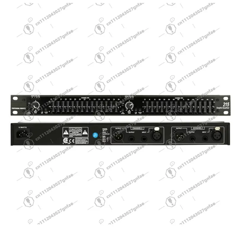 Professional Digital 15-Band Graphic Audio Stereo EQ Model 215, Metal Construction, Universal Voltage
